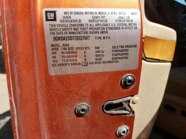 3GNDA23D77S637597 - 2007 CHEVROLET HHR LT ORANGE photo 10