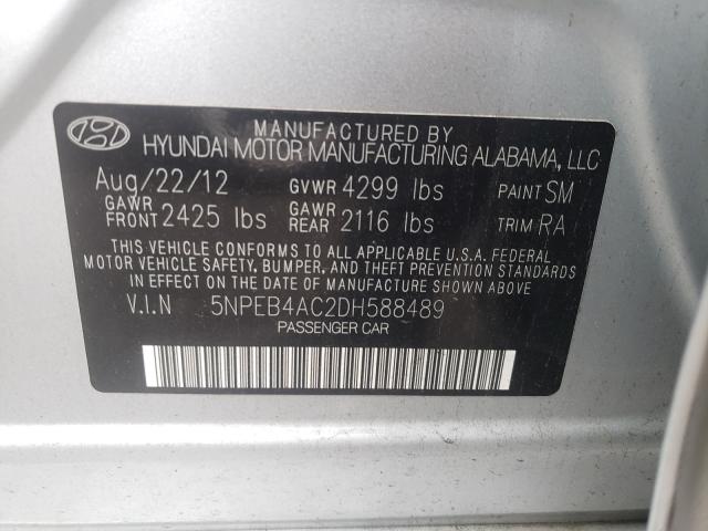 5NPEB4AC2DH588489 - 2013 HYUNDAI SONATA GLS  photo 10