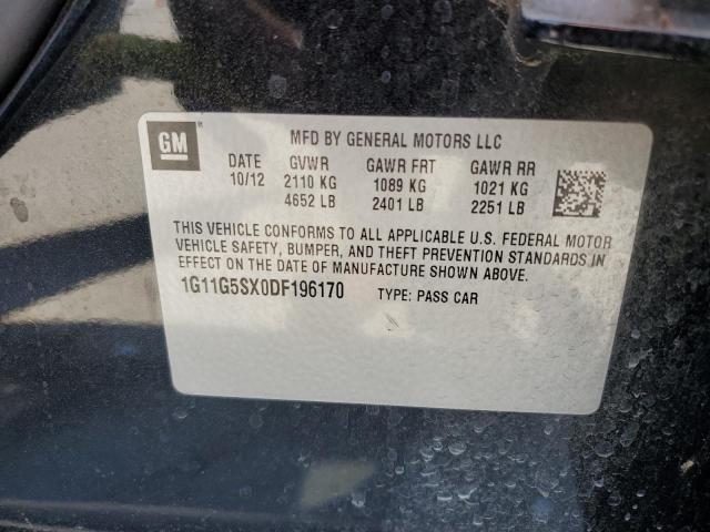 1G11G5SX0DF196170 - 2013 CHEVROLET MALIBU 3LT შავი ფოტო 10