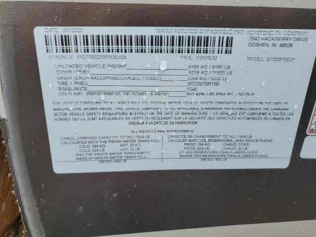 4YDT3332XM1530105 - 2021 KEYSTONE SPRINTER TWO TONE photo 10