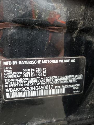 WBA8Y3C53HG450617 - 2017 BMW 340 XIGT BLACK photo 10
