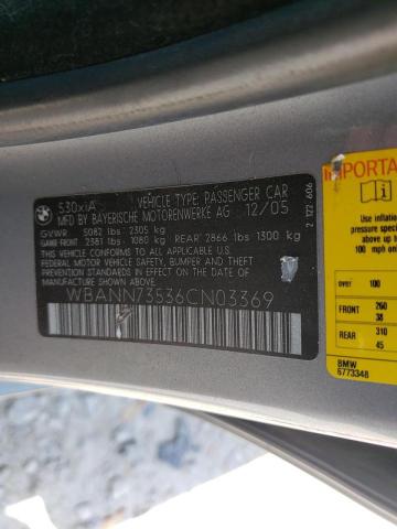 WBANN73536CN03369 - 2006 BMW 530 XIT GRAY photo 10