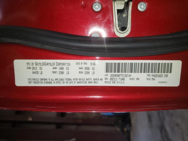 1B3HB48B77D192144 - 2007 DODGE CALIBER SX RED photo 10