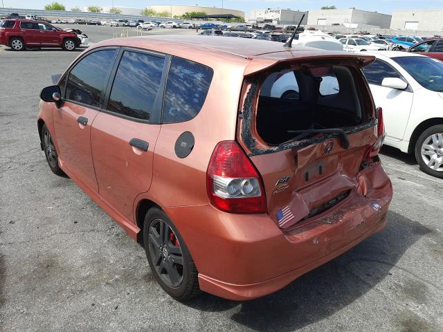 JHMGD37657S028131 - 2007 HONDA FIT S ORANGE photo 3