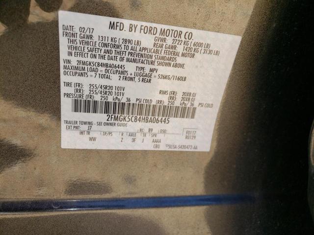 2FMGK5C84HBA06445 - 2017 FORD FLEX TEAL photo 10