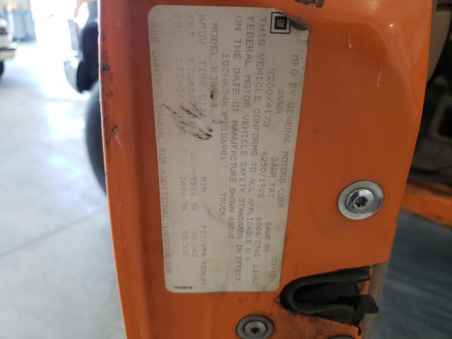 1GCHK34K3PE186981 - 1993 CHEVROLET 3500 ORANGE photo 10