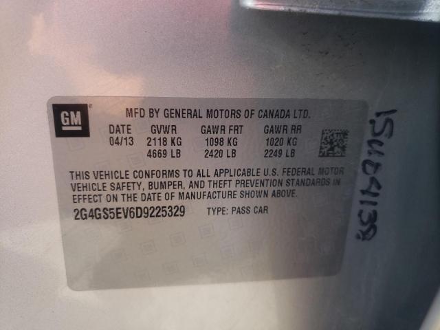 2G4GS5EV6D9225329 - 2013 BUICK REGAL PREM SILVER photo 10