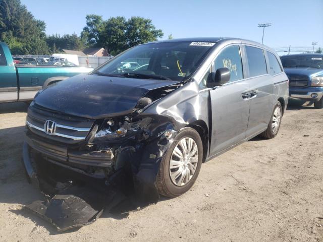 5FNRL5H25DB050837 - 2013 HONDA ODYSSEY LX GRAY photo 2