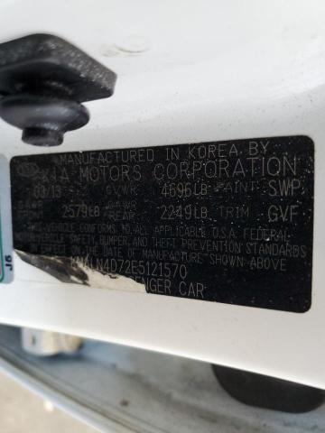 KNALN4D72E5121570 - 2014 KIA CADENZA PR WHITE photo 10