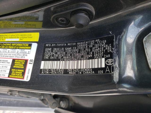 2T1BU4EE6AC316857 - 2010 TOYOTA COROLLA BASE  照片 10