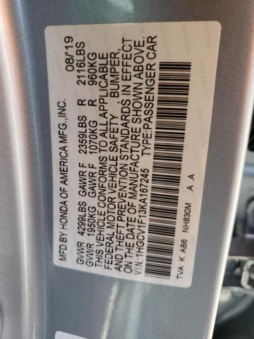 1HGCV1F13KA167245 - 2019 HONDA ACCORD LX  photo 10