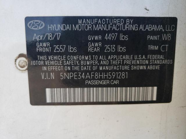 5NPE34AF8HH591281 - 2017 HYUNDAI SONATA SPORT  Foto 10