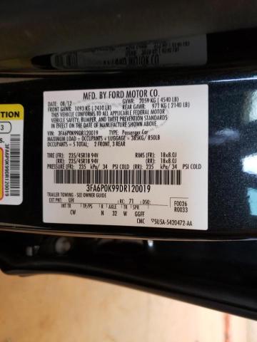 3FA6P0K99DR120019 - 2013 FORD FUSION TIT BLACK photo 10