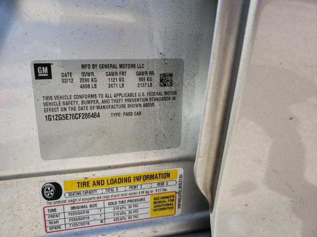 1G1ZG5E76CF286484 - 2012 CHEVROLET MALIBU LTZ ვერცხლისფერი ფოტო 10