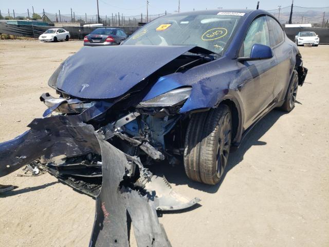 5YJYGDEF5MF134075 - 2021 TESLA MODEL Y أزرق صورة 2