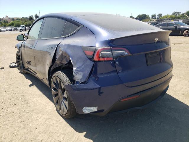 5YJYGDEF5MF134075 - 2021 TESLA MODEL Y أزرق صورة 3
