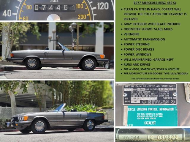 10704412039922 - 1977 MERCEDES-BENZ 450SL GRAY photo 10