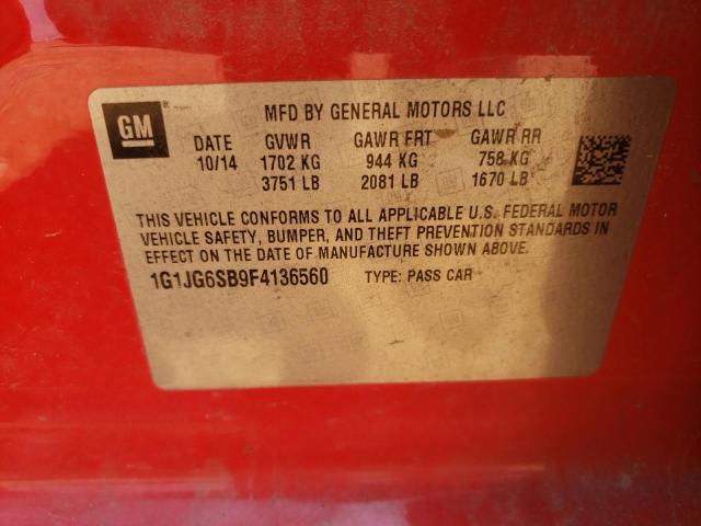 1G1JG6SB9F4136560 - 2015 CHEVROLET SONIC RS RED photo 10