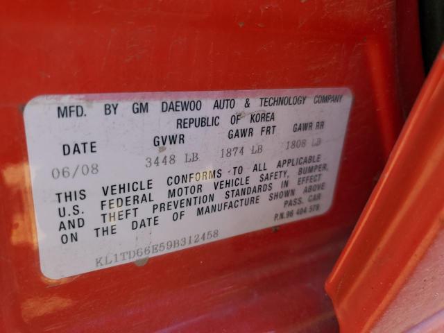 KL1TD66E59B312458 - 2009 CHEVROLET AVEO LS 红色 照片 10