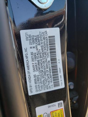 19UUB5F40MA013156 - 2021 ACURA TLX TECHNO CHARCOAL photo 10