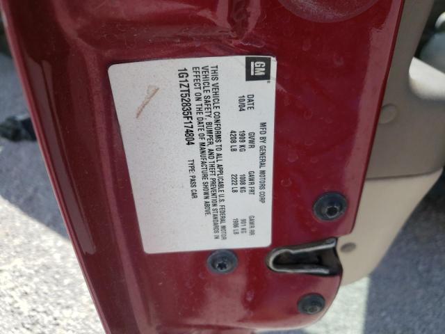 1G1ZT52835F174804 - 2005 CHEVROLET MALIBU LS BURGUNDY photo 10