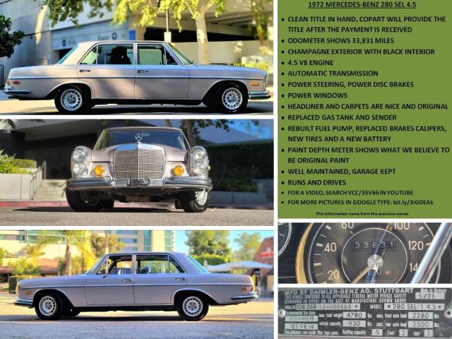 10806812000462 - 1972 MERCEDES-BENZ 280 SEL BEIGE photo 10