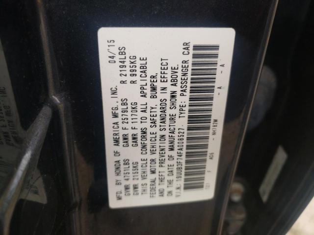 19UUB3F74FA008527 - 2015 ACURA TLX ADVANC GRAY photo 10