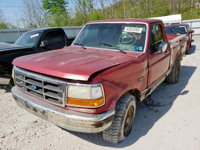 1FTEF14H3SLC13617 - 1995 FORD F150 MAROON photo 2