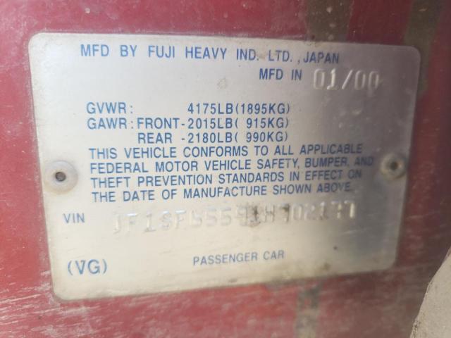 JF1SF65591H702177 - 2001 SUBARU FORESTER S MAROON photo 10