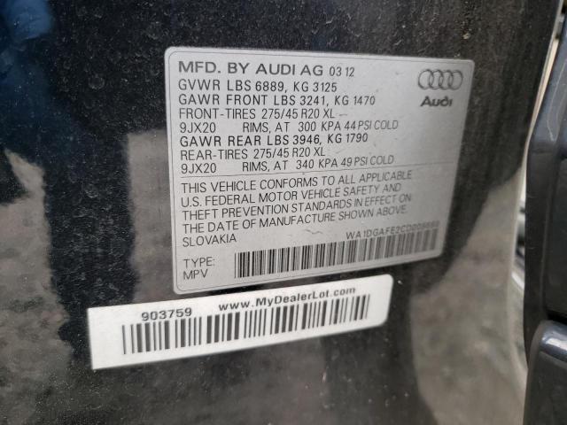 WA1DGAFE2CD008680 - 2012 AUDI Q7 PRESTIG CHARCOAL photo 10