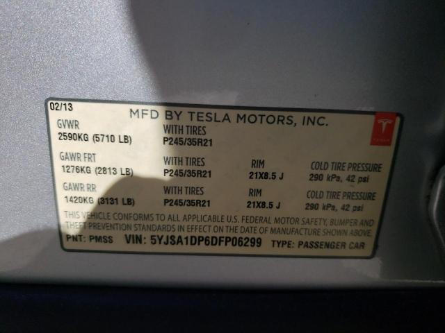 5YJSA1DP6DFP06299 - 2013 TESLA MODEL S Gümüş foto 10