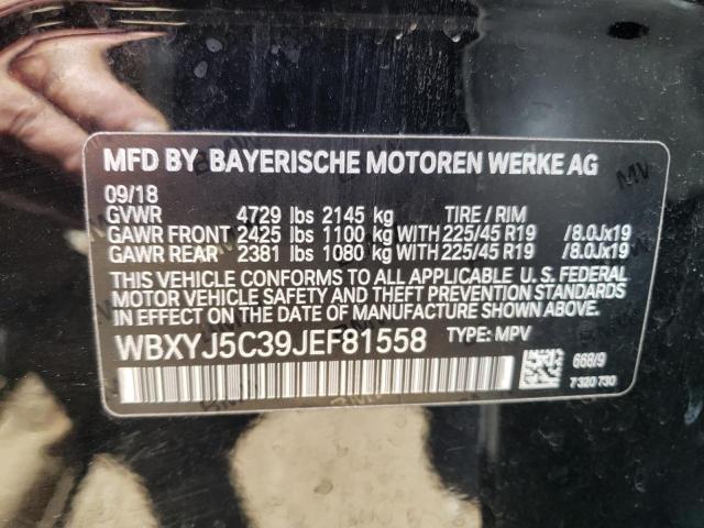 WBXYJ5C39JEF81558 - 2018 BMW X2 XDRIVE2 Қара фото 10