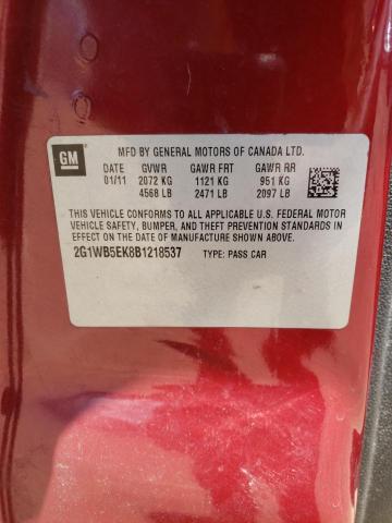 2G1WB5EK8B1218537 - 2011 CHEVROLET IMPALA LT RED photo 10