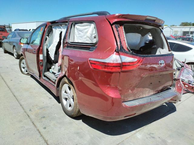 5TDKZ3DCXKS971396 - 2019 TOYOTA SIENNA LE RED photo 3