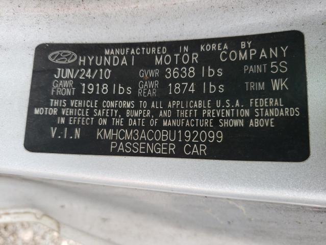 KMHCM3AC0BU192099 - 2011 HYUNDAI ACCENT SILVER photo 10