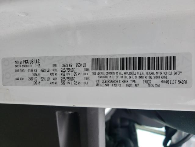 3C6TRVAGXGE116858 - 2016 RAM PROMASTER 白色 照片 10