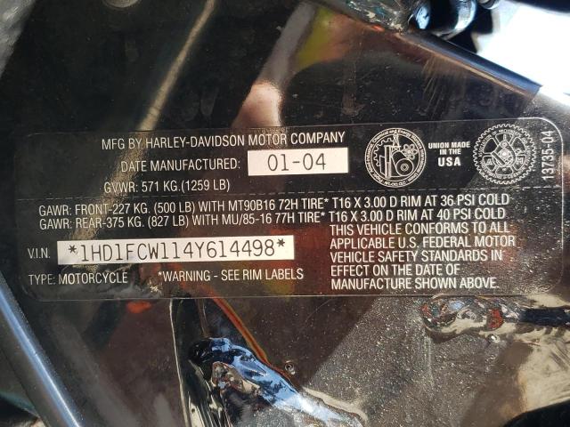 1HD1FCW114Y614498 - 2004 HARLEY-DAVIDSON FLHTCUI BLUE photo 10