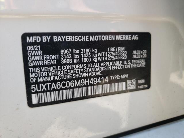 5UXTA6C06M9H49414 - 2021 BMW X5 XDRIVE4 Weiß Foto 10