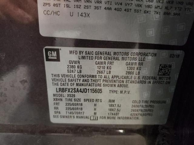 LRBFX2SA4JD115605 - 2018 BUICK ENVISION E PURPLE photo 10