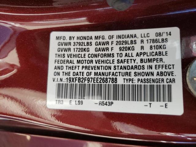 19XFB2F97EE268788 - 2014 HONDA CIVIC EXL Bordo foto 10