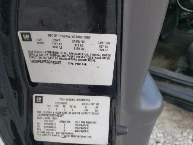 1G2NF52F53C142337 - 2003 PONTIAC GRAND AM S BLACK photo 10