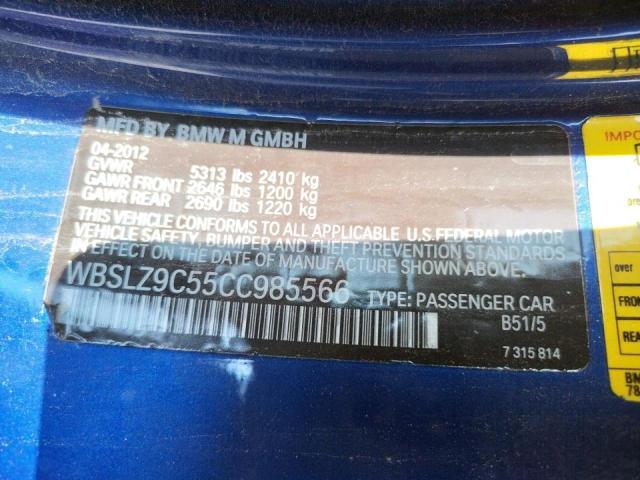 WBSLZ9C55CC985566 - 2012 BMW M6 BLUE photo 10