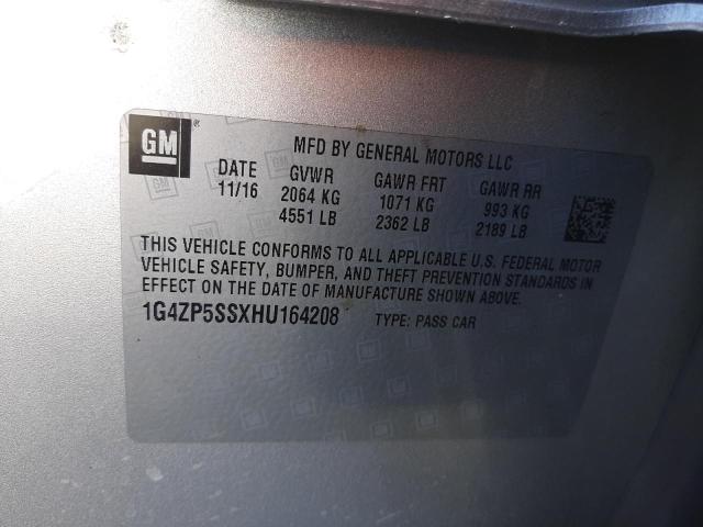 1G4ZP5SSXHU164208 - 2017 BUICK LACROSSE E SILVER photo 10