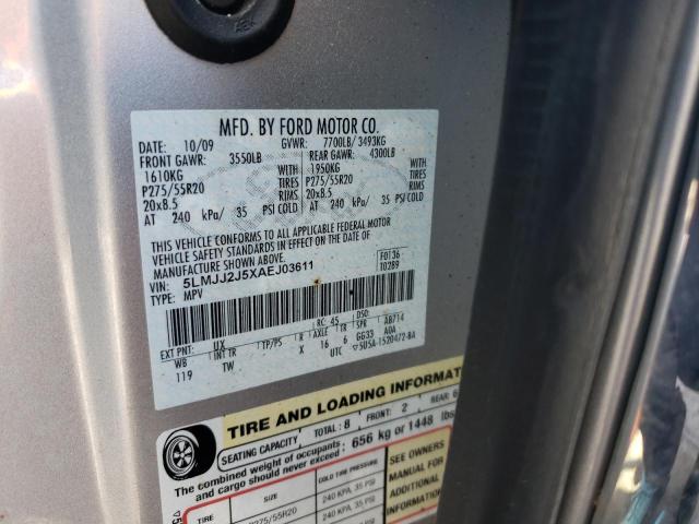 5LMJJ2J5XAEJ03611 - 2010 LINCOLN NAVIGATOR 银色 照片 10