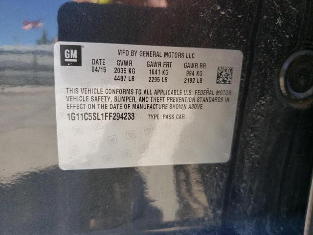 1G11C5SL1FF294233 - 2015 CHEVROLET MALIBU 1LT შავი ფოტო 10