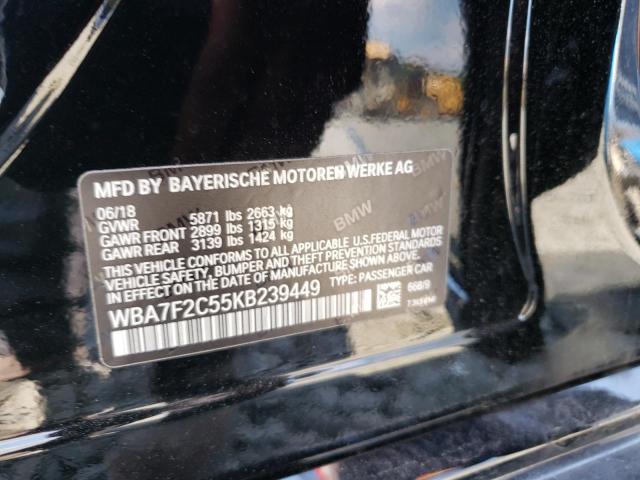 WBA7F2C55KB239449 - 2019 BMW ALPINA B7 BLACK photo 10