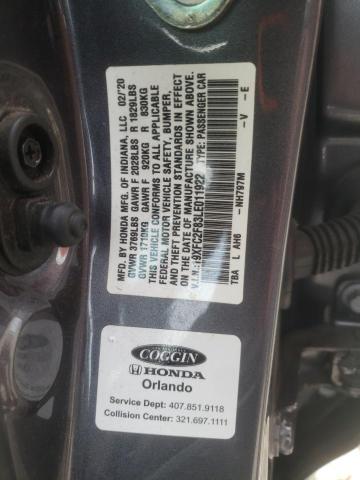 19XFC2F83LE011922 - 2020 HONDA CIVIC SPOR BLACK photo 10