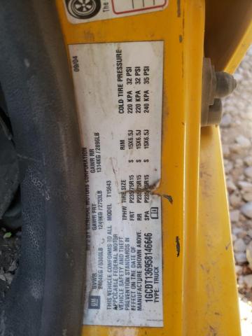 1GCDT136958146646 - 2005 CHEVROLET COLORADO YELLOW photo 10