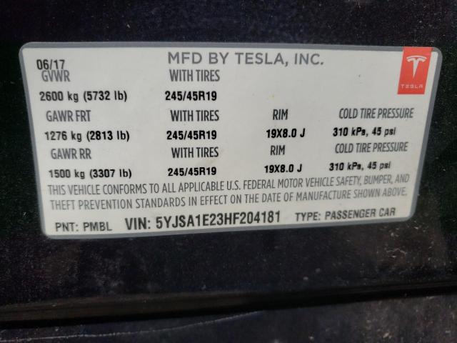 5YJSA1E23HF204181 - 2017 TESLA MODEL S Qara foto 10
