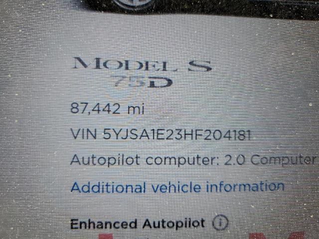 5YJSA1E23HF204181 - 2017 TESLA MODEL S Qara foto 8